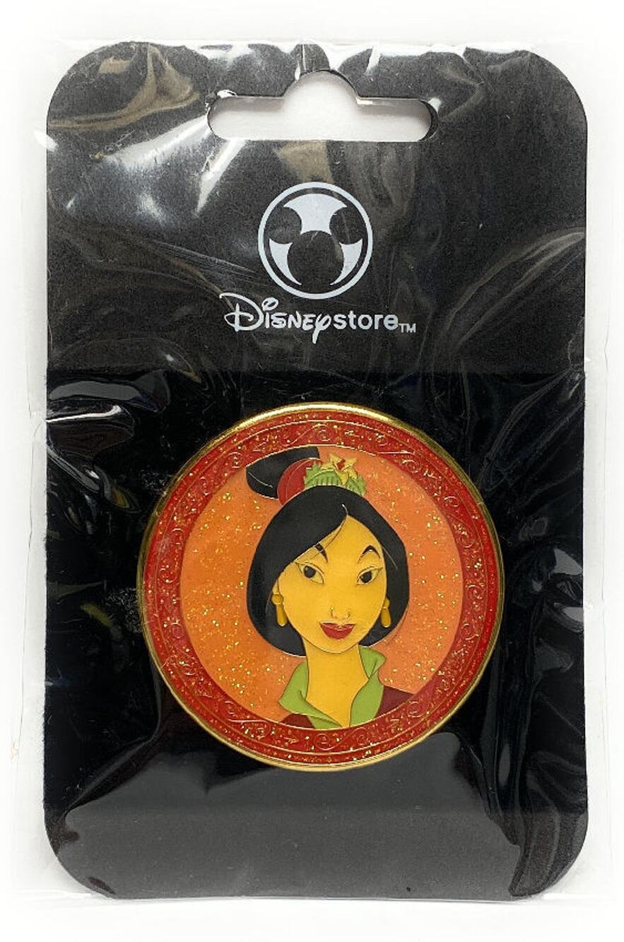 Disney Store Exclusive Mulan Compact Glitter Mirror Pin 2008 Collectible MIP